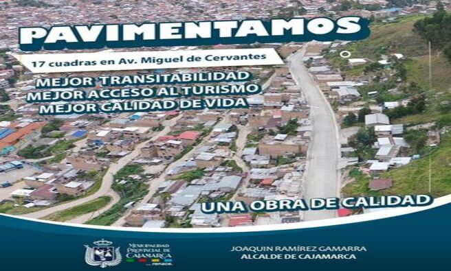 ๐ La gestiรณn liderada por el alcalde provincial, Joaquin Ramรญrez Gamarra, ha pavimentado 17 cuadras de la Av. Miguel de Cervantes que abarca los sectores de San Vicente y el Estanco, siendo una obra fundamental para el mejorar acceso al turismo, la calidad de vida de los vecinos y la transitabilidad en esta zona. En los prรณximos dรญas se realizarรก la inauguraciรณn de esta importante obra.