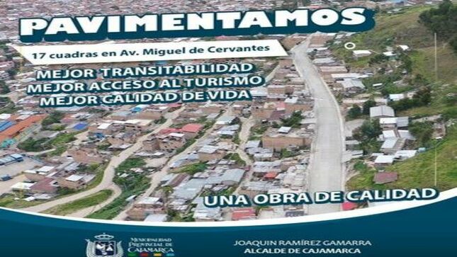 📌 La gestión liderada por el alcalde provincial, Joaquin Ramírez Gamarra, ha pavimentado 17 cuadras de la Av. Miguel de Cervantes que abarca los sectores de San Vicente y el Estanco, siendo una obra fundamental para el mejorar acceso al turismo, la calidad de vida de los vecinos y la transitabilidad en esta zona. En los próximos días se realizará la inauguración de esta importante obra. 