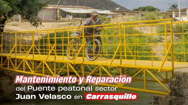 Finalizó actividades de mantenimiento y reparación del puente del sector Juan Velasco en la localidad de Carrasquillo