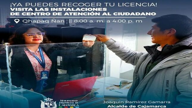 📌La gerencia de Transportes y Seguridad Vial de la Municipalidad Provincial de Cajamarca, continúa con la entrega física de la “Licencia de Conducir clase B” a los conductores de vehículos menores que iniciaron sus trámites en el presente año 2024.
✅Exhortamos a todos los conductores que tienen pendiente este tipo de trámite, acercarse al Centro de Atención al Ciudadano (CAC) para recibir su documento impreso. 