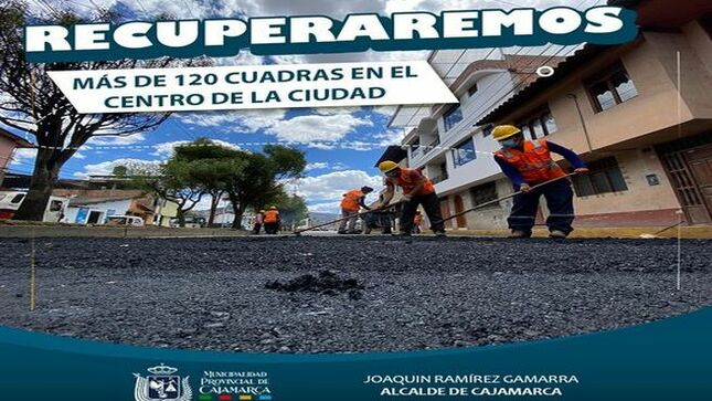 ✅Con una inversión superior a los 28 millones de soles, la Municipalidad Provincial de Cajamarca iniciará los trabajos de recuperación de más de 120 cuadras en todo el centro de la ciudad, poniendo especial énfasis en calles que necesitan urgente intervención como la av. Independencia, la vía de evitamiento sur, entre otras