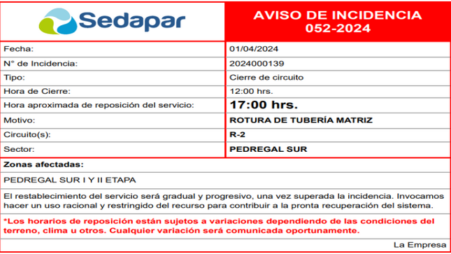 Incidencia 052-2024