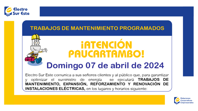 Información corte programado domingo 07 de abril 