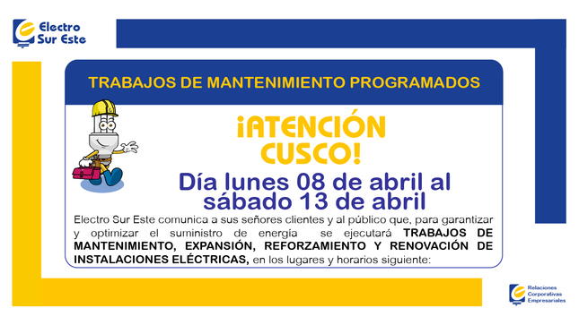 Información corte programado del 08 al 13 de abril 