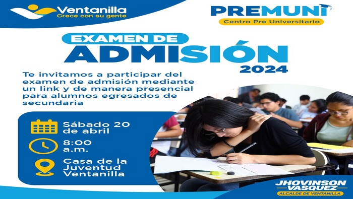  Si eres egresado de secundaria y quieres prepararte para la universidad completamente gratis, esta es la oportunidad que buscabas. Gracias a la iniciativa de nuestro alcalde 𝐉𝐡𝐨𝐯𝐢𝐧𝐬𝐨𝐧 𝐕𝐚𝐬𝐪𝐮𝐞𝐳, 𝐩𝐨𝐝𝐫𝐚́𝐬 𝐢𝐧𝐬𝐜𝐫𝐢𝐛𝐢𝐫𝐭𝐞 𝐡𝐚𝐬𝐭𝐚 𝐞𝐥 𝟏𝟑 𝐝𝐞 𝐚𝐛𝐫𝐢𝐥 a la nueva temporada de la "Pre Muni", de manera presencial en la Casa de la Juventud y zonas periféricas del distrito, y mediante el siguiente link:
👉 𝐄𝐧𝐥𝐚𝐜𝐞 𝐝𝐞 𝐢𝐧𝐬𝐜𝐫𝐢𝐩𝐜𝐢𝐨́𝐧:
https://forms.gle/BWMWPwoEAj2UgHb