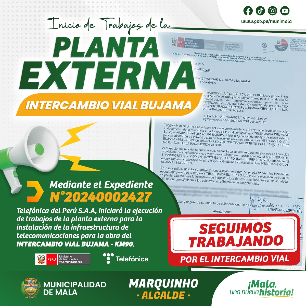 Inicio de trabajos de la Planta externa del intercambio vial Bujama