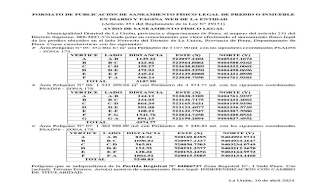 Aviso de Saneamiento