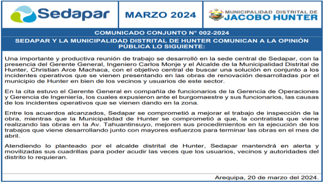 Comunicado Conjunto N° 002-2024 