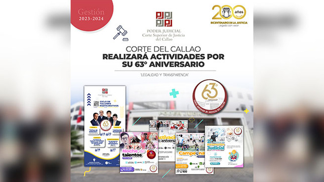 Corte Superior del Callao realizará actividades académicas y protocolares por su 63° aniversario de instalación