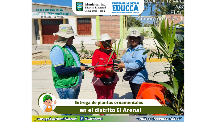 Foto de la entrega de plantas ornamentales