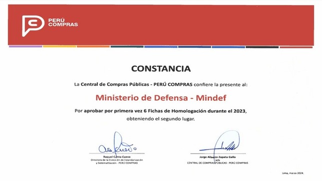 MINDEF recibe reconocimiento de Perú Compras por aprobar fichas de  homologación para adquirir calzados 