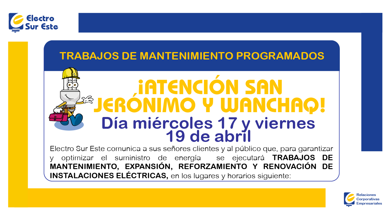 Información corte programado 17 y 19 de abril 