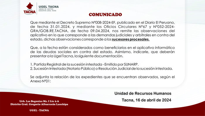 Archivo JPG de comunicado