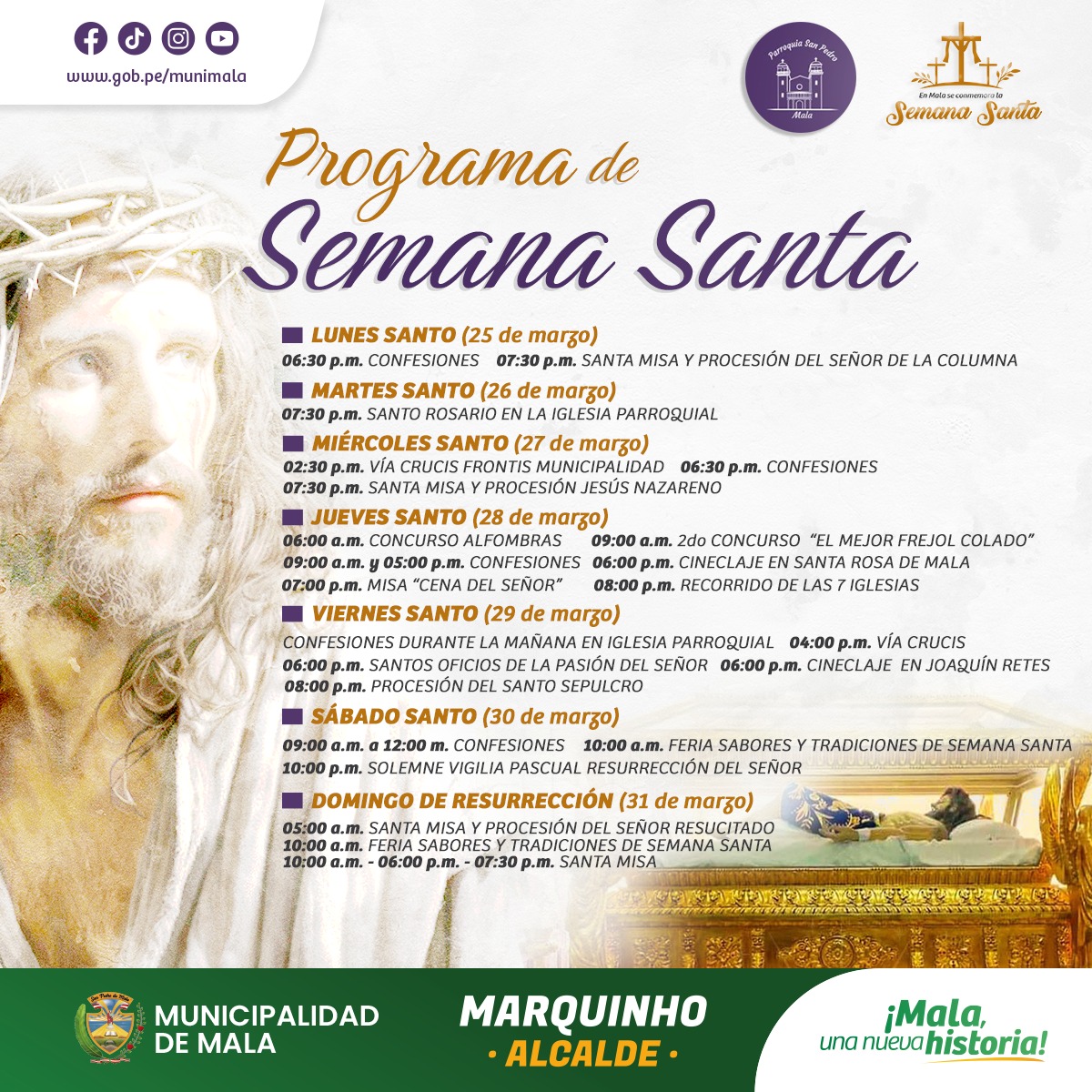 Programa por la festividad de Semana Santa