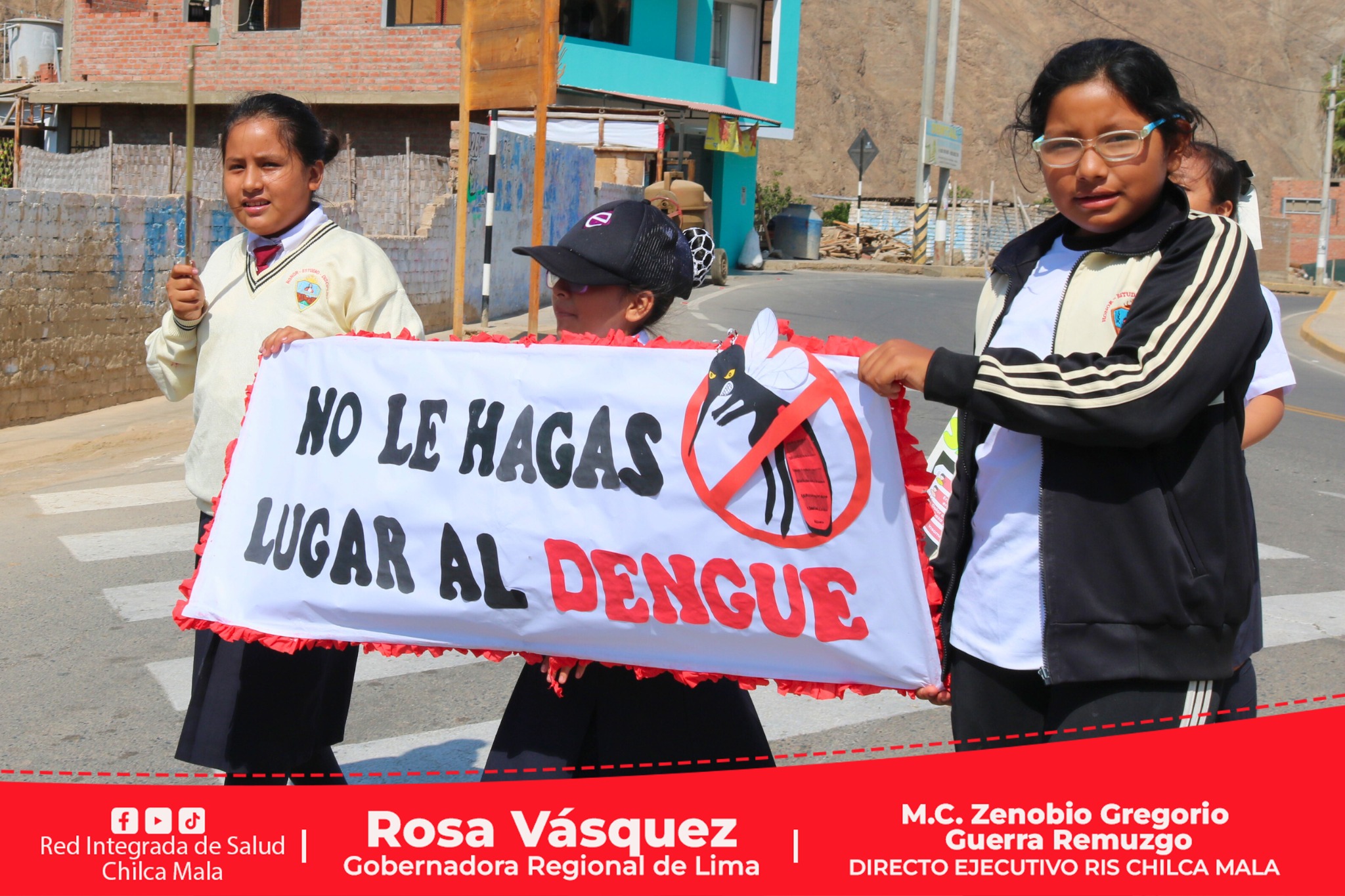 "Quítale el agua al zancudo y adiós dengue” - Pasacalle de sensibilización contra el dengue se realizó en el distrito de Calango