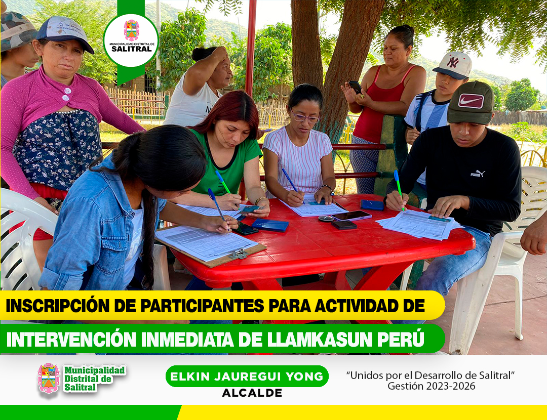 Inscripción de participantes para actividad de intervención inmediata de Llamkasun Perú