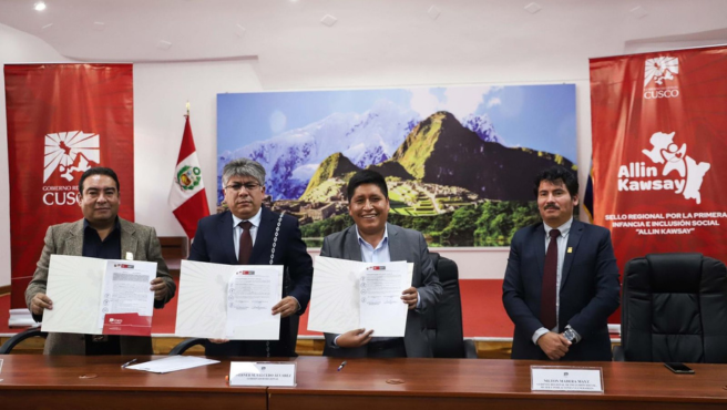 Son 19 Gobiernos Locales ganadores del concurso “Estrategia del Sello Regional Allin Kausay 2023, firman convenio para transferencia de fondos.