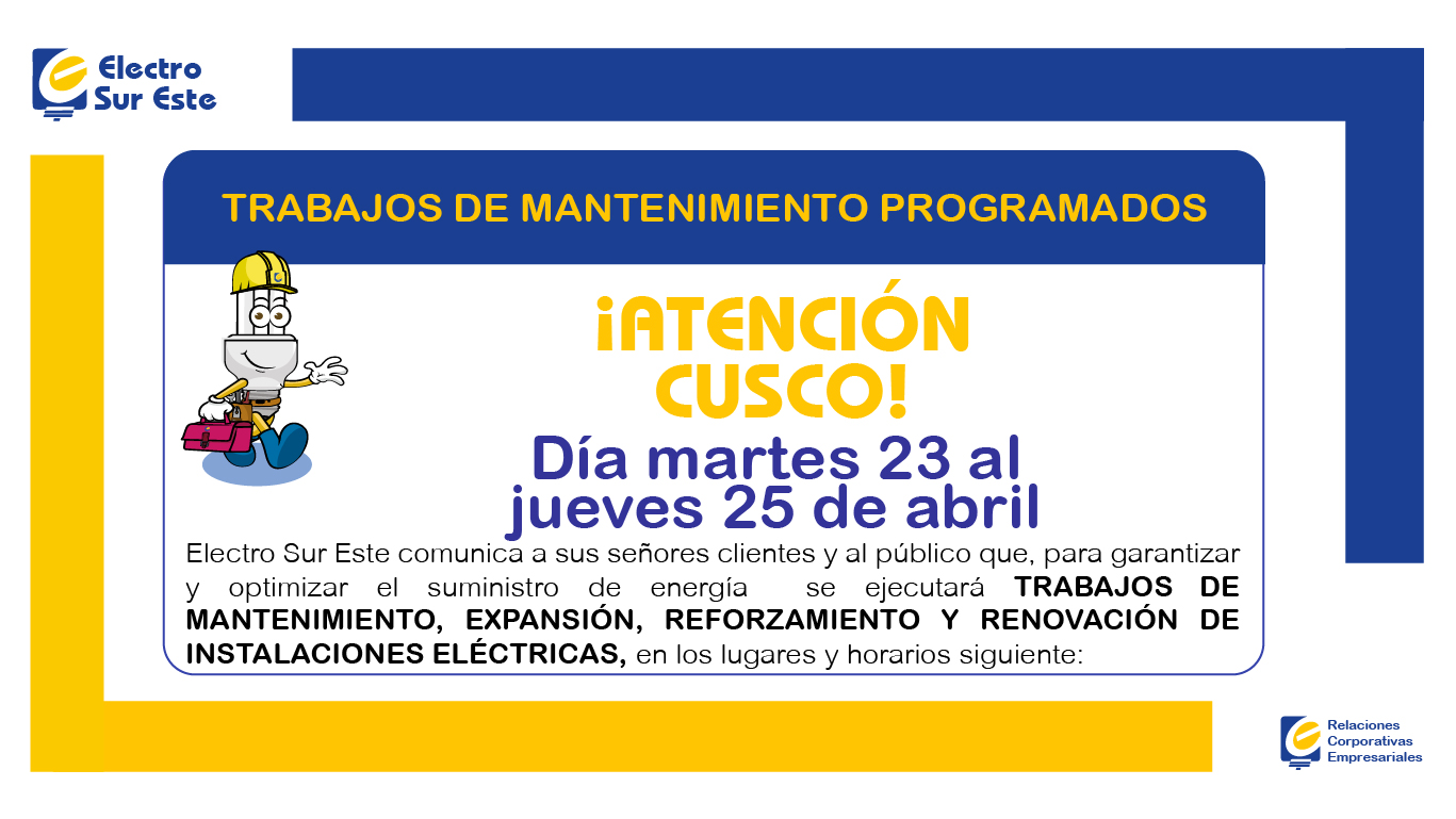 Información corte programado del 23 al 25 de abril 