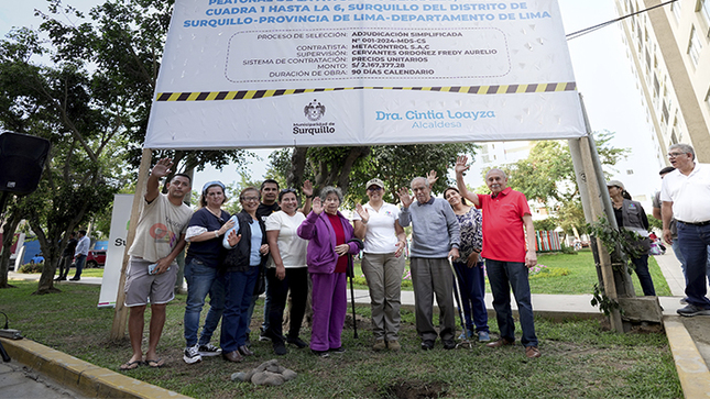 Alcaldesa coloca primera piedra de obra en avenida Sergio Bernales.