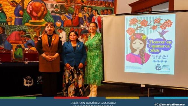 ✅La Municipalidad Provincial de Cajamarca, a través de la Gerencia de Turismo, Cultura y Centro Histórico, presentó el programa oficial de "Florecer en Cajamarca 2024", que se desarrollará del 26 de abril al 17 de mayo. 
🗣La regidora Elisa Chávez, recalcó la importancia de seguir revalorando la cultura, la religión e impulsando el turismo en nuestra ciudad. “Esta festividad no solo nos permite celebrar nuestras raíces, sino que también nos brinda la oportunidad de mostrar al mundo entero la belleza y el encanto de nuestra tierra” enfatizó. En ese mismo sentido, la regidora Delia Tafur resaltó la importancia de seguir impulsando el turismo e impulsando las costumbres de la zona rural. 
🎨Además, el lienzo oficial para esta actividad estuvo a cargo del recordado Manuel Ibáñez Rozassa, siendo este el primer lienzo de la primeravera andina. 