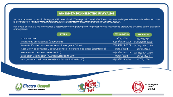 Adjudicación Simplificada N.º AS-SM-027-2024-ELECTRO UCAYALI-1