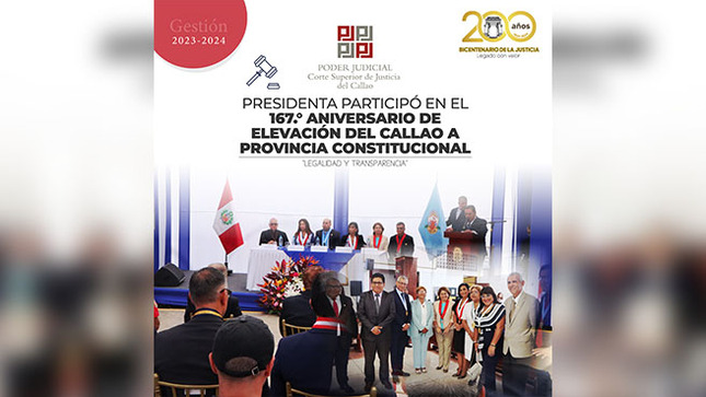 Presidenta de la Corte del Callao participó en actividades por 167° Aniversario de elevación de rango a Provincia Constitucional