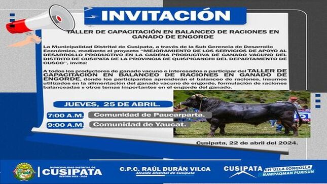 Taller de capacitación de balanceo de raciones en ganado engorde