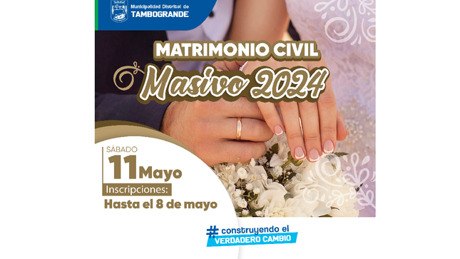 MUNICIPALIDAD DE TAMBOGRANDE ORGANIZA MATRIMONIO CIVIL MASIVO 2024