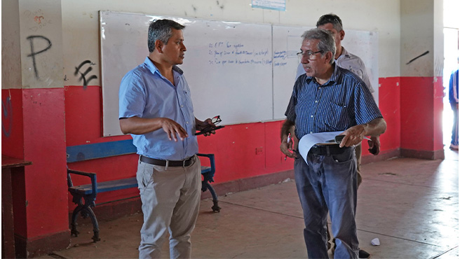 Ingenieros de la UNMSM inspeccionan la infrestructura donde funcionará el centro PRE en Huarmey