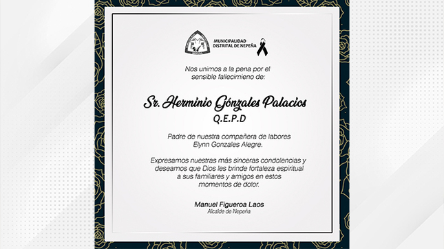 Nuestra sentida condolencia