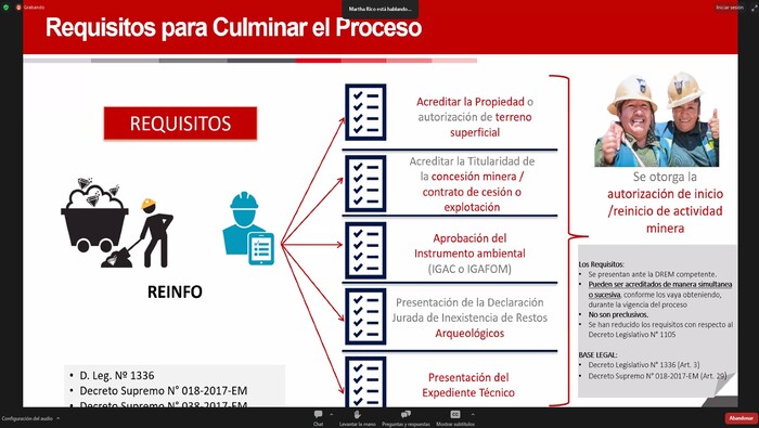 Capacitación virtual: Marco Legal del proceso de Formalización Minera