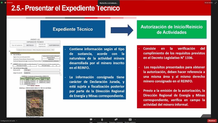 Capacitación virtual: Marco Legal del proceso de Formalización Minera