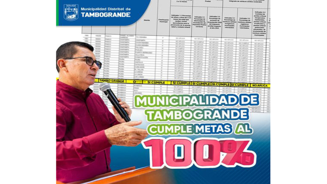 MUNICIPALIDAD DE TAMBOGRANDE CUMPLE METAS AL 100% 