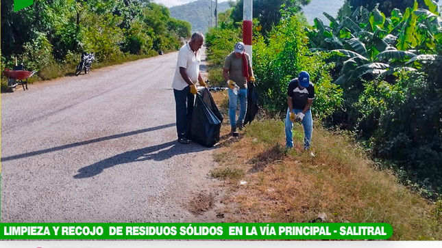 Limpieza y recojo de residuos solidos en la vía principal - Salitral