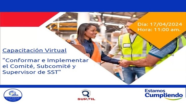 DRTPE Piura  en coordinación con SUNAFIL Piura realizarán  capacitación virtual: "Conformar e Implementar el Comité, Subcomité y Supervisor de SST".