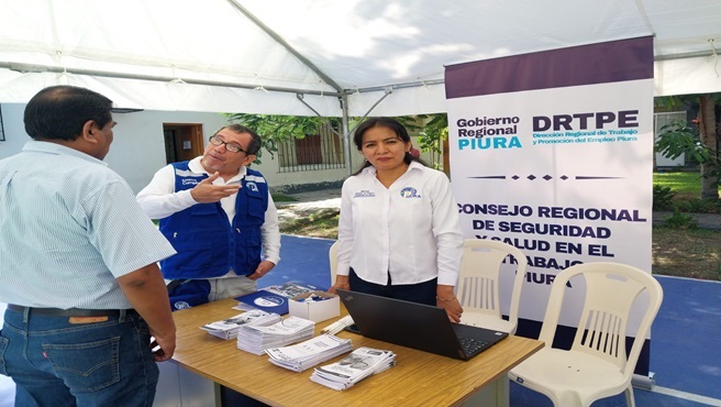 DRTPE Piura participó de la Feria de Seguridad y Salud en el Trabajo organizada por el Gobierno Regional Piura.