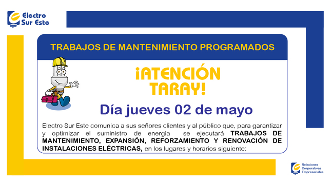 Información corte programado jueves 02 de Mayo 