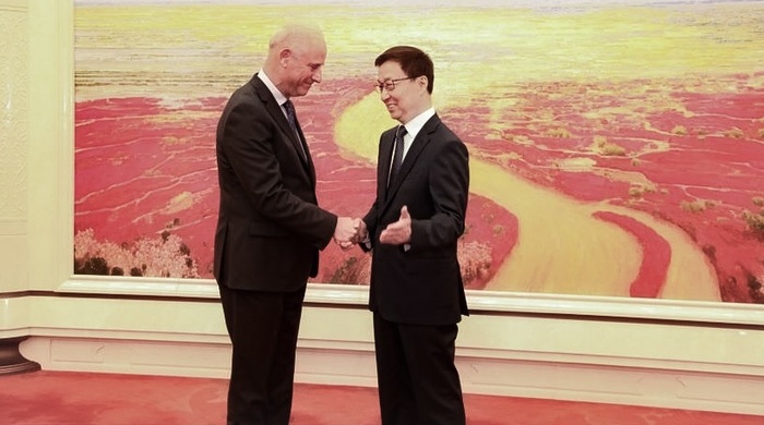 Canciller González-Olaechea y vicepresidente chino Han Zheng reafirman interés en expandir áreas de cooperación entre Perú y China