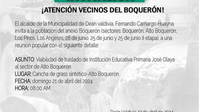 Viabilidad de traslado de Institución Educativa Primaria José Olaya al sector de Alto Boquerón 