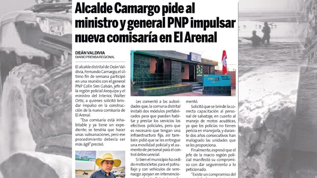 Prensa Escrita difunde: Alcalde pide impulsar nueva comisaria en El Arenal 