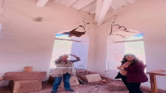 Ministerio de Cultura: Torre campanario de la Capilla Sixtina de Andahuaylillas en Cusco fue afectada por movimiento sísmico
