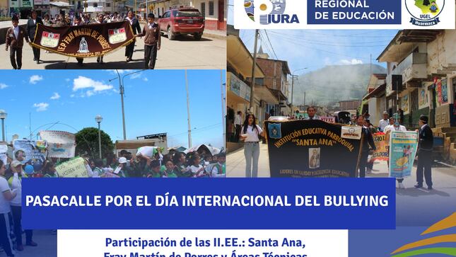 En el Día Internacional contra el Bullying o Acoso Escolar, las instituciones educativas de la zona urbana realizaron un pasacalle por las principales calles de la ciudad de Huarmaca con el propósito de generar conciencia en las personas y luchar con el acoso escolar que se produce en los colegios.

En esta jornada participaron docentes, estudiantes y padres de familia de las instituciones educativas: Santa Ana, Fray Martín de Porres y Áreas Técnicas. Durante el recorrido, los estudiantes portaban carteles y practicaban arengas con mensajes de lucha contra el bullying.

Asimismo, se contó con la asistencia de la especialista en Convivencia Escolar de la UGEL Huarmaca, Marilli Rodríguez Lozada, además del representante de la Policía Nacional del Perú y el apoyo de la Policía Municipal. Según informó la psicóloga de la UGEL, la actividad forma parte 
