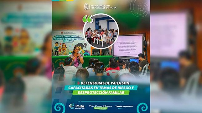 Defensoras de Paita son capacitadas en temas de riesgo y desprotección familiar