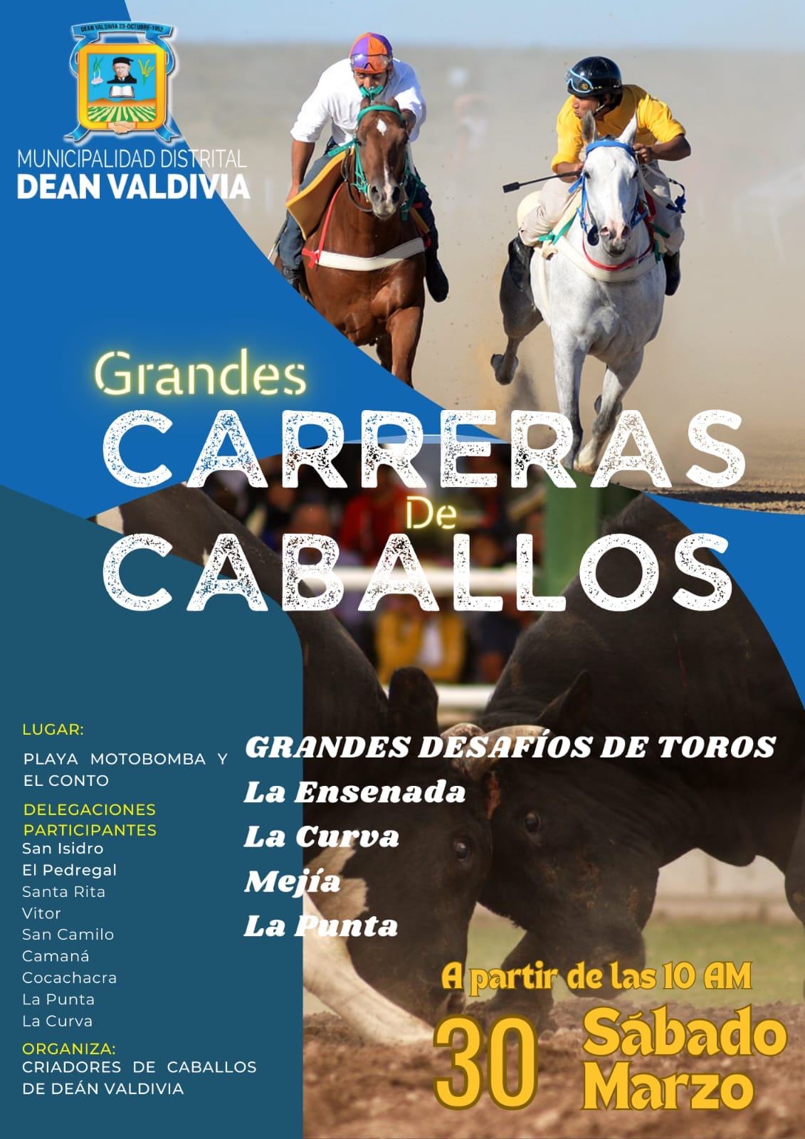 Carrera de caballos y pelea de toros por Semana Santa