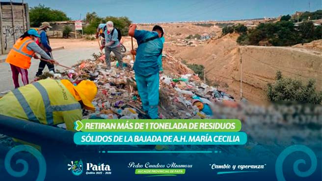 Retiran más de 1 tonelada de residuos sólidos de la bajada de A.H. MARÍA CECILIA