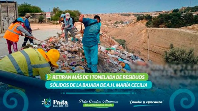 Retiran más de 1 tonelada de residuos sólidos de la bajada de A.H. MARÍA CECILIA