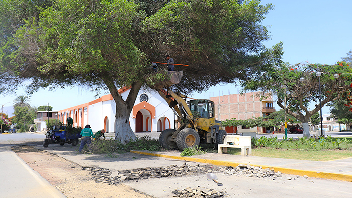 Mejoramos el ornato de la Plaza de Armas de Nepeña