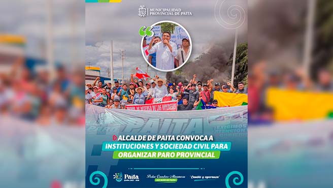 Alcalde de Paita convoca a instituciones y sociedad civil para organizar paro provincial