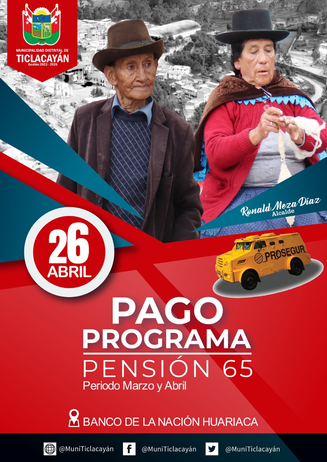 Usuarios (as) del Programa de Pensión 65, que el pago se realizará el día viernes 26 de abril.
𝐍𝐨𝐭𝐚: 𝐏𝐨𝐫𝐭𝐚𝐫 𝐬𝐮 𝐃𝐍𝐈