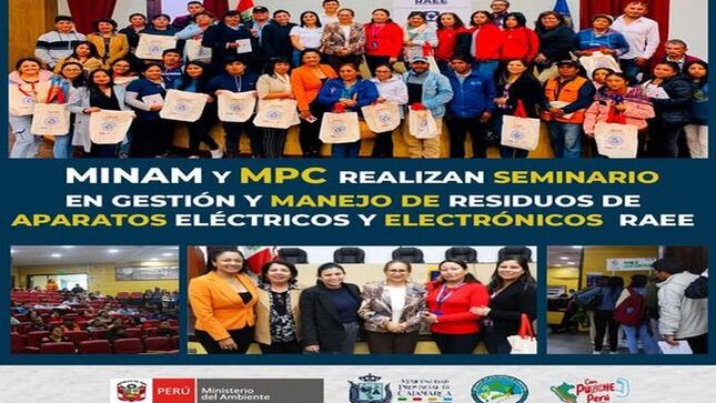 📌La Municipalidad Provincial de Cajamarca, en colaboración con el Ministerio del Ambiente (MINAM) y la gerencia de Desarrollo Ambiental, organizó un seminario dedicado a la Gestión y Manejo de Residuos de Aparatos Eléctricos y Electrónicos (RAEE). El evento tuvo lugar el pasado viernes 3 de mayo en el auditorio de la Universidad Nacional de Cajamarca.
👩‍🏫El seminario contó con la participación de destacados expertos en el campo ambiental, entre ellos la Ing. Marisa Quiñones Manga y la Ing. Verita Dávila García, representantes del MINAM quienes ofrecieron perspectivas fundamentales sobre el manejo de los RAEE. Asimismo estuvo presente la Dra. Rocio Torres Portilla, jefa del Organismo de Evaluación y Fiscalización Ambiental – Cajamarca. Además, se congregaron representantes de diversas instituciones públicas y privadas, así como miembros de juntas vecinales y estudiantes universitarios, entre otros asistentes.
💪🏻Desde la gerencia de Desarrollo Ambiental, se resaltó la importancia de este seminario como parte de los esfuerzos locales por promover prácticas ambientalmente responsables. Por su parte, los representantes del MINAM hicieron hincapié en la necesidad de una colaboración estrecha entre el gobierno local, la sociedad civil y el sector privado para abordar de manera integral el desafío que representan los residuos electrónicos.